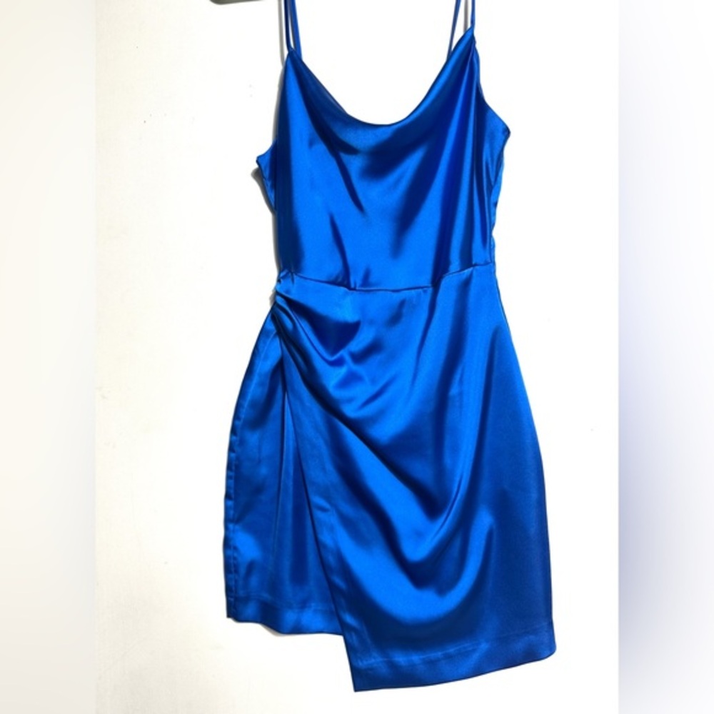 Zara Blue Ruched Sheath Mini Dress